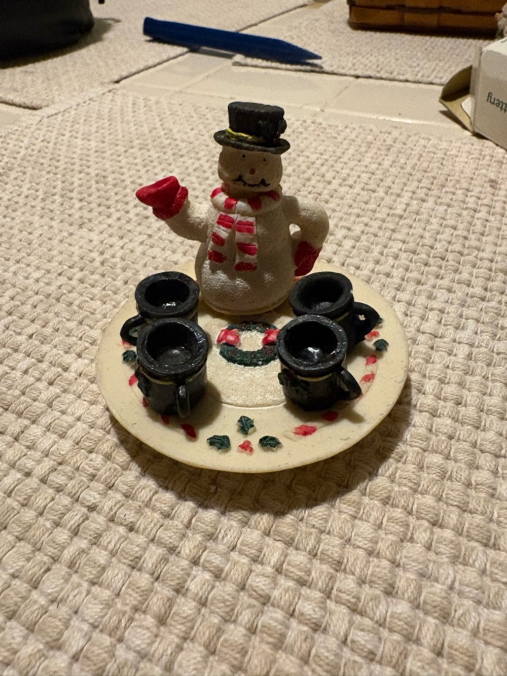 Snowman Holiday Tealight Holder - White and Black